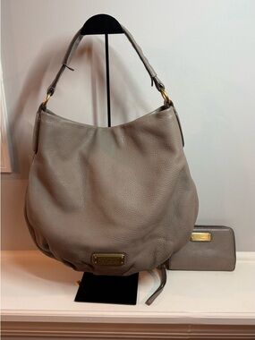 Marc by Marc Jacobs Taupe Pebbled Leather Hobo with Matching Wallet